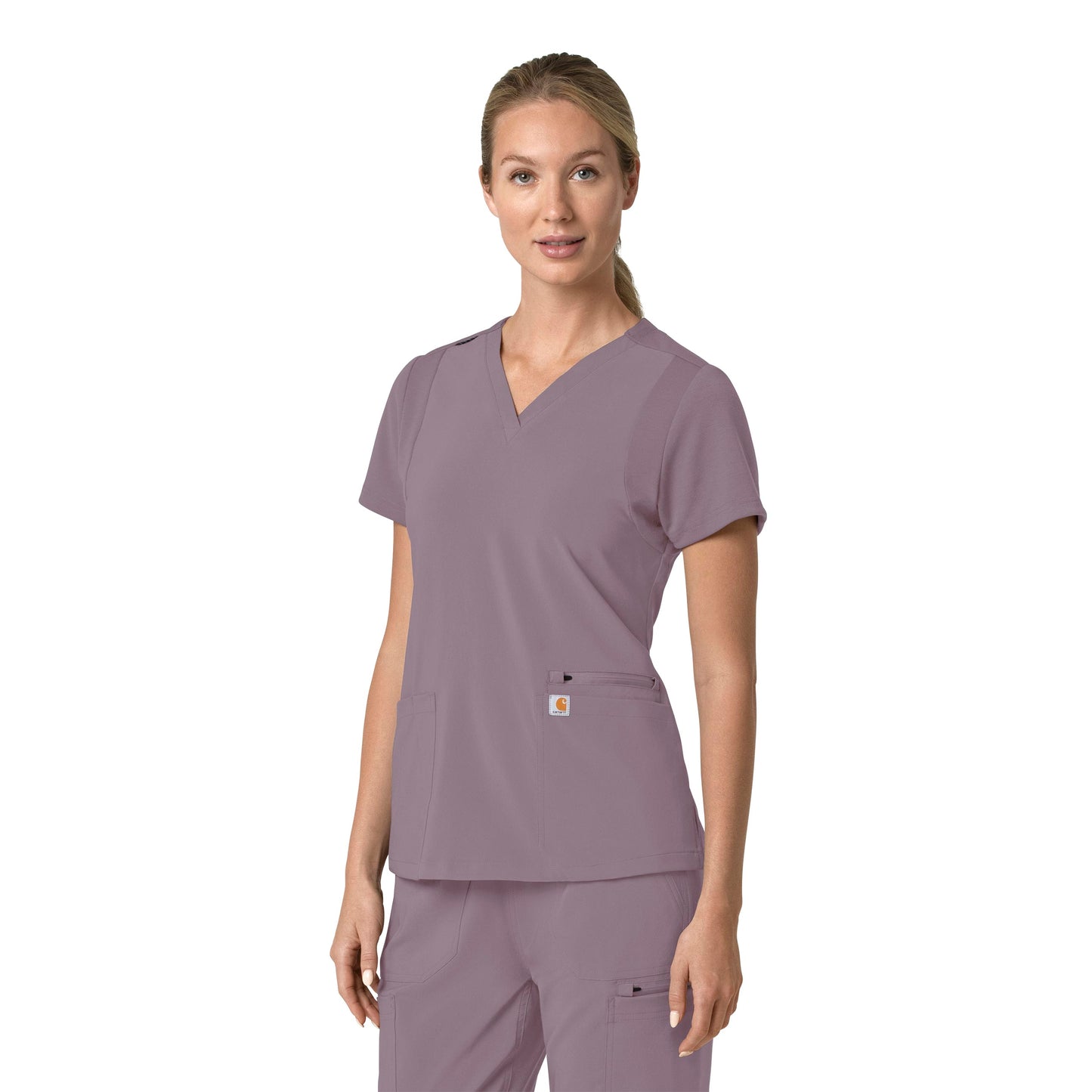 Carharrt Force Cross-Flex Women's Flex Panel V-Neck Scrub Top Lavender Mist