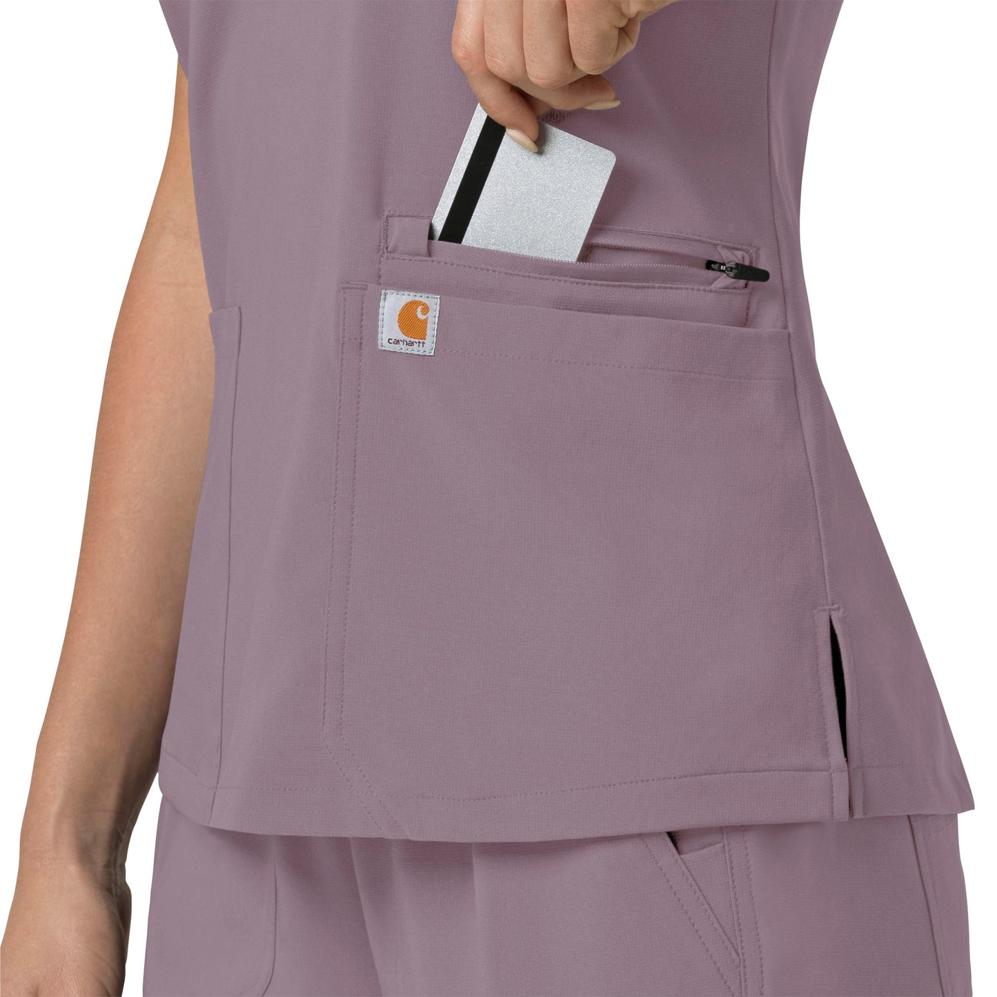 Carharrt Force Cross-Flex Women's Flex Panel V-Neck Scrub Top Lavender Mist