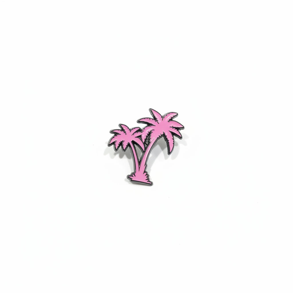 Gradient Palm Tree Hat Pin - Pink in Black