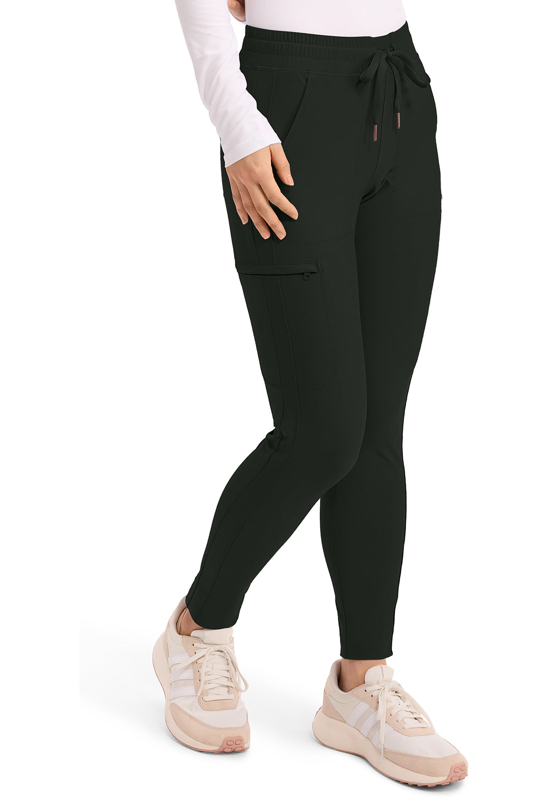 CHEROKEE FORM Mid Rise Tapered Leg Drawstring Pant OLIVE