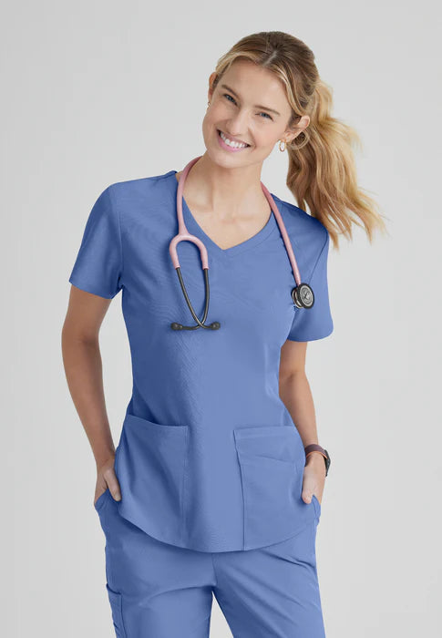 Breeze 3-Pocket Curved V-Neck Scrub Top-Plus