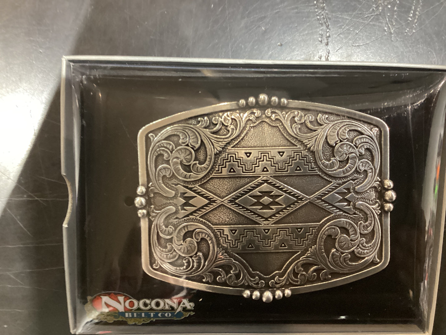 Nocona Rectangle Aztec Floral Buckle