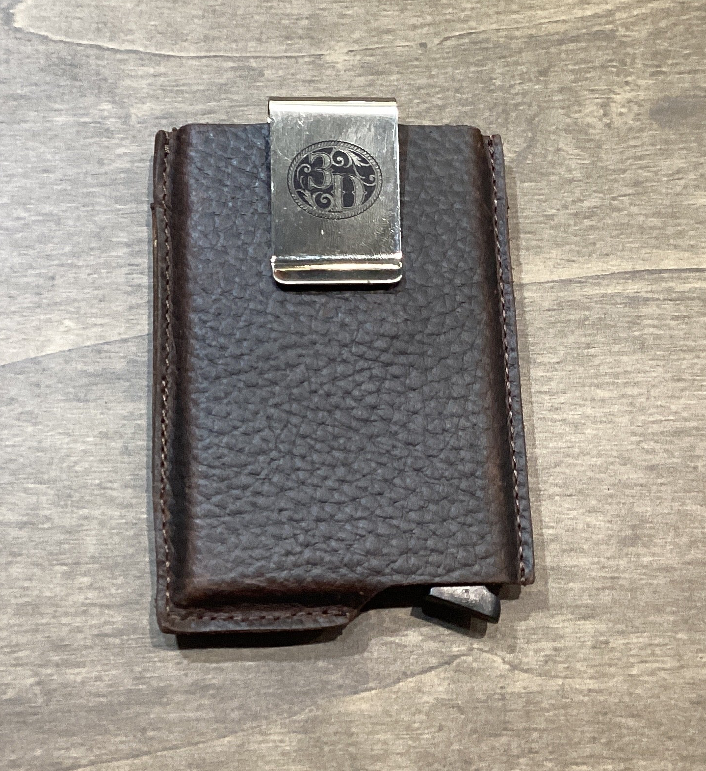 3D Belt Men's Dark Brown Leather Smart Wallet