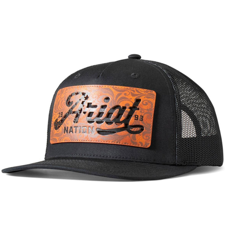 Ariat Floral Leather Patch Black Cap