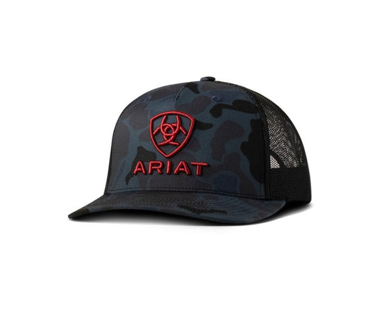 GORRA AZUL MARINO ARIAT CON LOGOTIPO CAMUFLAJE 3D BORDADO
