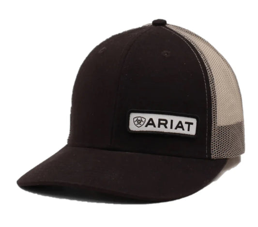 ARIAT BLACK OFFSET LOGO PATCH MESH BACK CAP