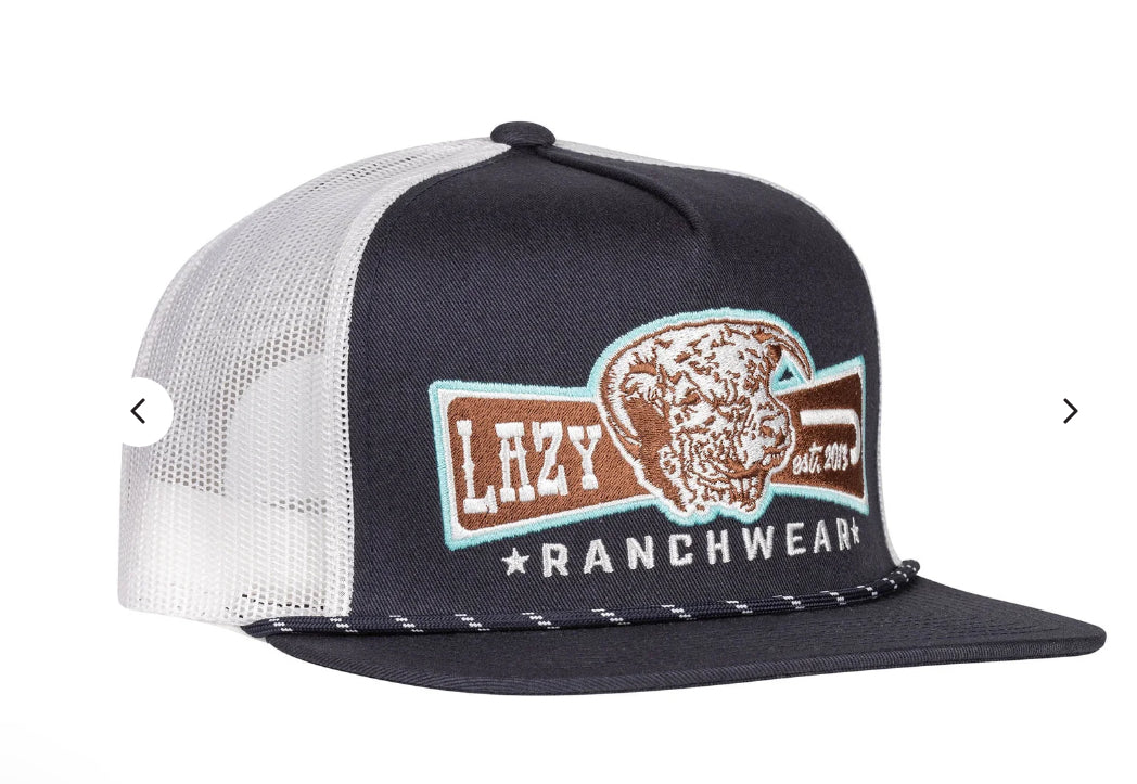 Lazy J Ranch Navy & White Diamond Banner Classic Rope Tucker Hat