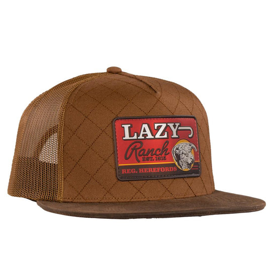 LAZY J RANCH COYOTE BROWN QUILTED HARD DAY CLASSIC FIVE PANEL TRUCKER HAT
BRWN4-HD-RED