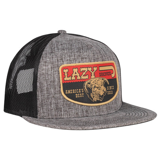 LAZY J RANCH CHARCOAL & BLACK AMERICA'S BEST CLASSIC FIVE PANEL TRUCKER HAT