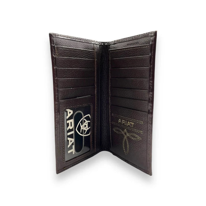 RODEO WALLET/CHECKBOOK COVER - BROWN COWHIDE BASKETWEAVE