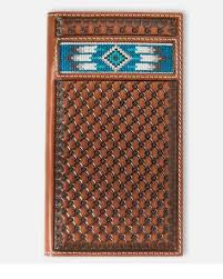 ARIAT® MENS WESTERN RODEO EMBROIDERED LEATHER WALLET