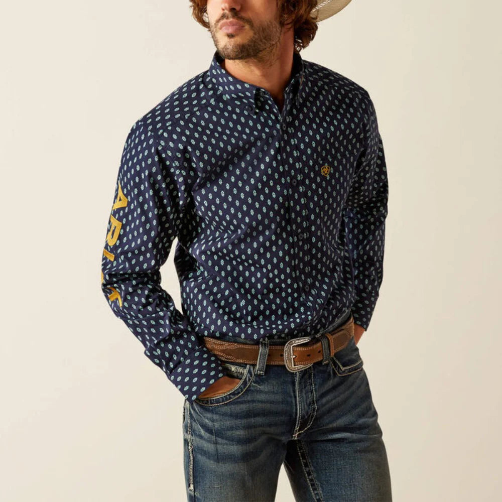 ARIAT Team Powell FTD LS SHRT - Navy/Gold
