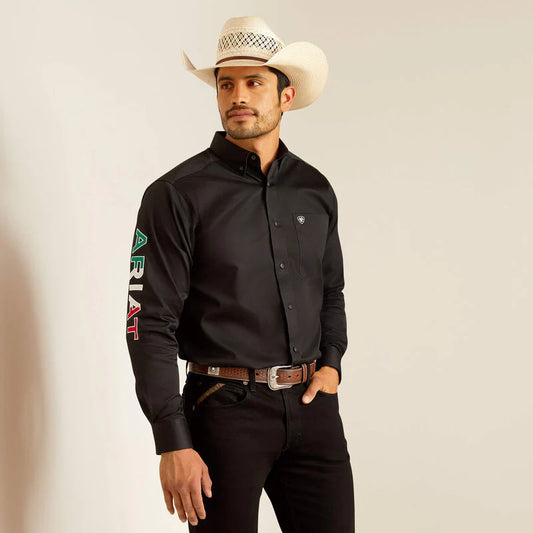 ARIAT Team Logo Twill FTD SHRT - Black / Mexico