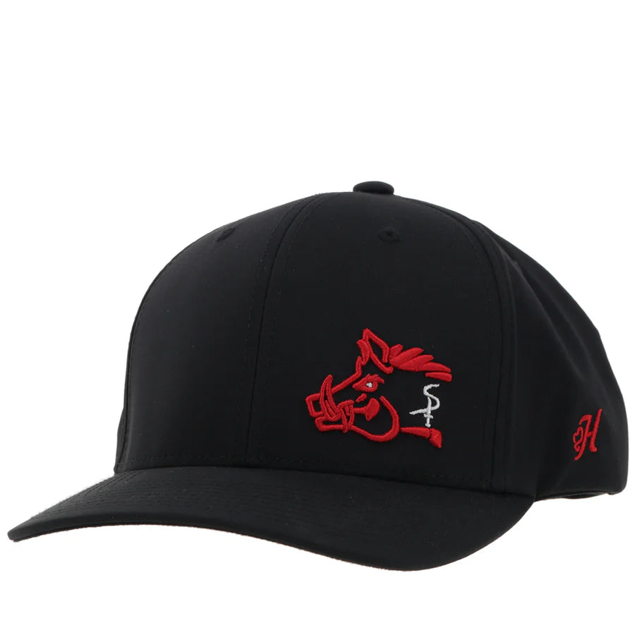 HOOEY "SNIPER PIG" HAT BLACK W/RED & WHITE LOGO
