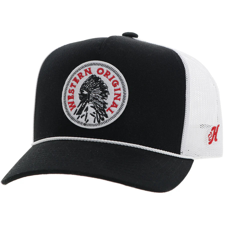 HOOEY "QUANAH" HAT BLACK/WHITE W/RED/WHITE PATCH
