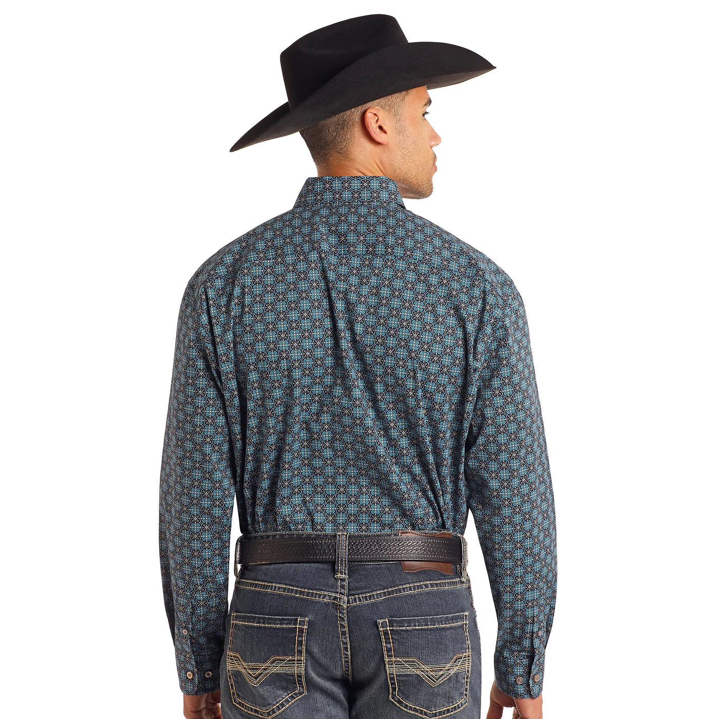 Rock&Roll Medallion Print LS BD - Blue