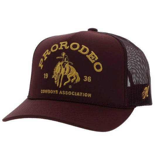 HOOEY PRORODEO MAROON HAT W/GOLD LOGO
