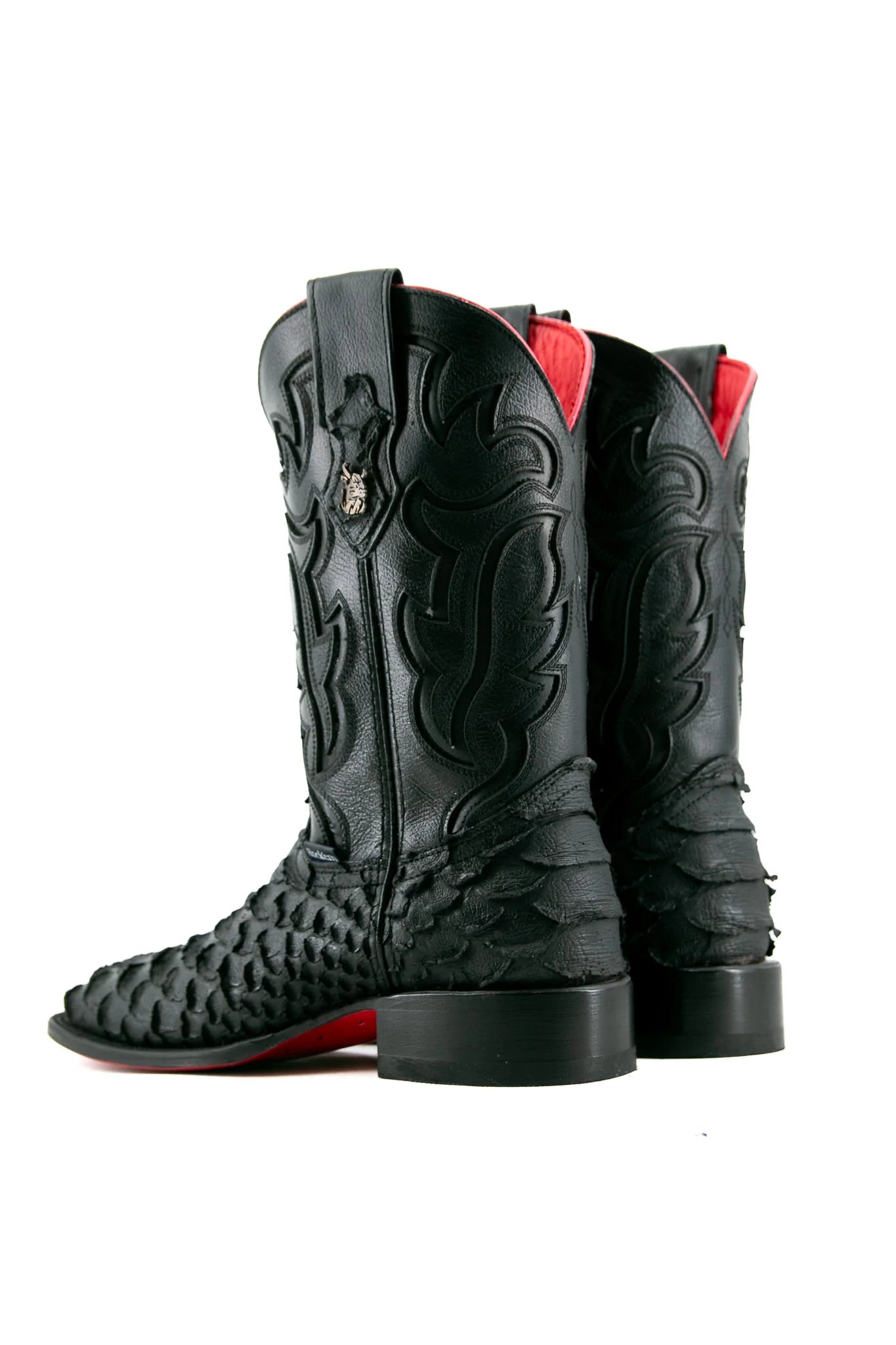 Rock’em Viper Matte Black Red Bottom Square Toe Cowboy Boot