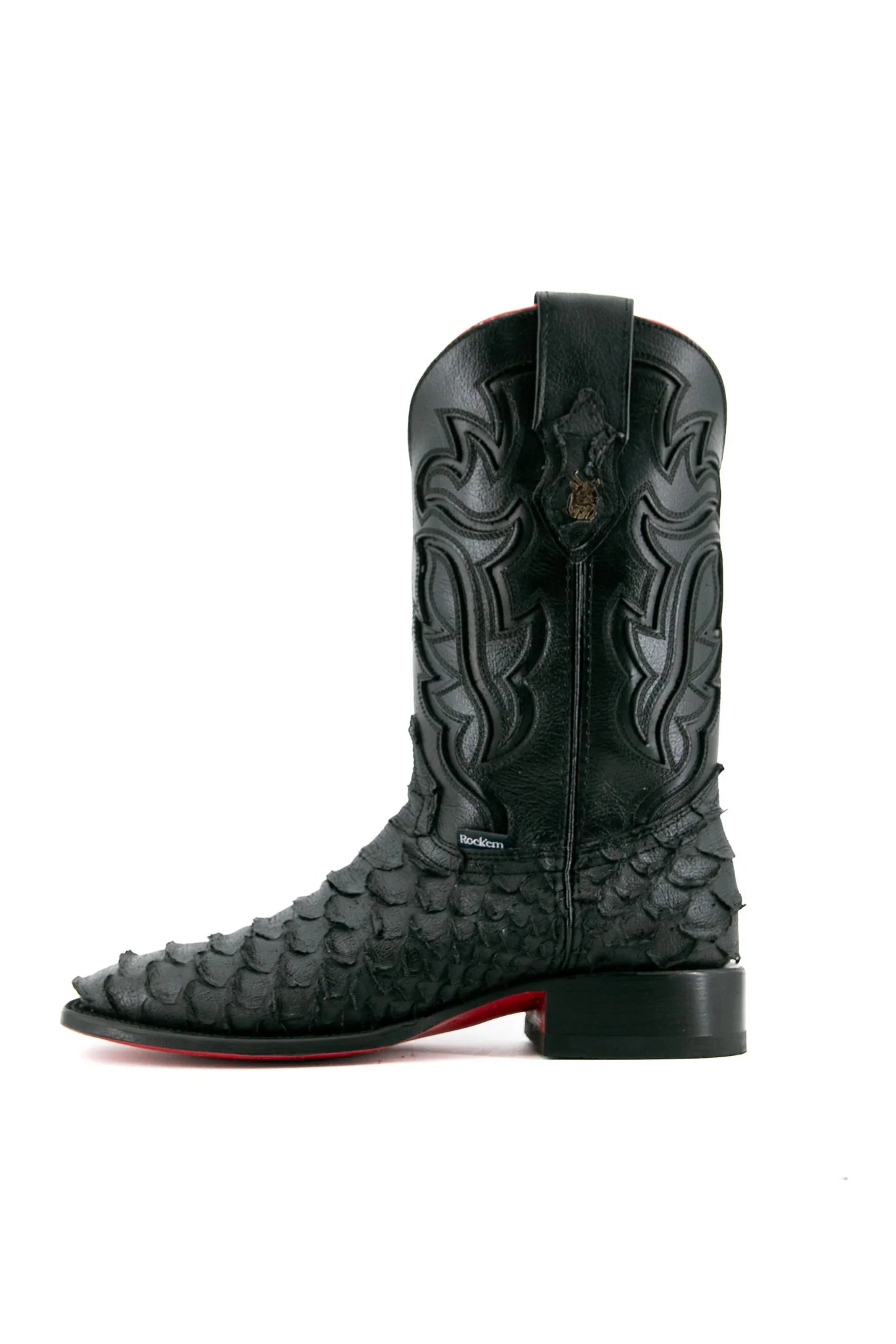 Rock’em Viper Matte Black Red Bottom Square Toe Cowboy Boot