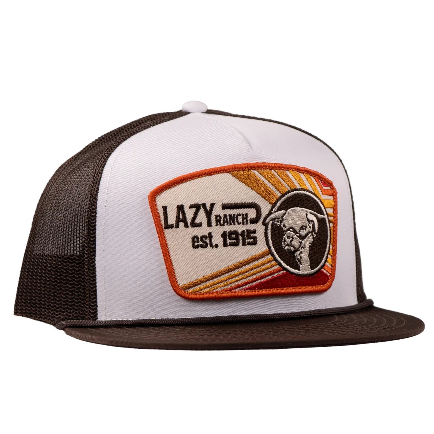 Lazy J Ranch White & Brown Daybreak Classic Rope Trucker Hat