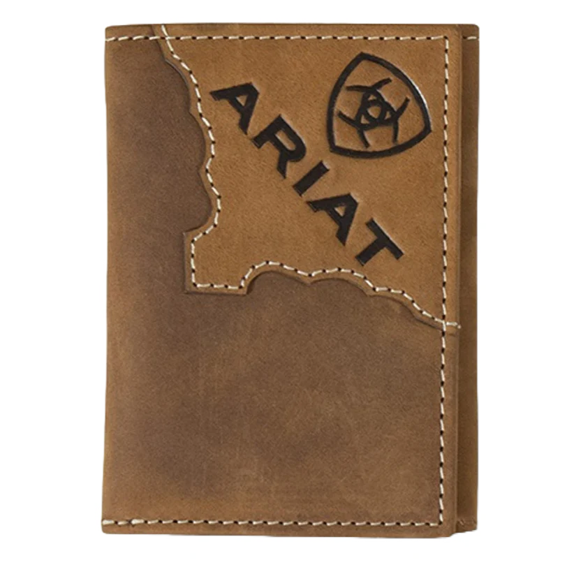 Ariat Trifold Wallet Two Tone Leaher Medium Brown