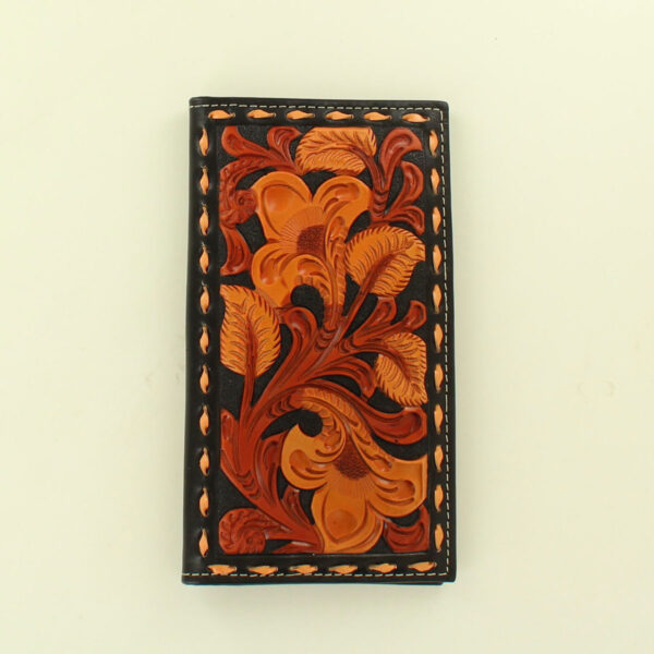 NOCONA Floral Black and Brown Rodeo Wallet/ Checkbook Cover