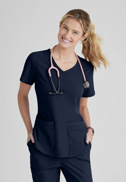 Breeze 3-Pocket Curved V-Neck Scrub Top-Plus