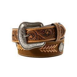 Nocona Boys Belt 1 1/2"-1 1/4" Laced Body Brown