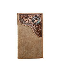 NOCONA Rodeo Tooled Overlay Feather Concho Tan