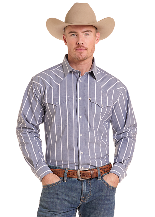 Panhandle Yarn-Dye Stripe Long Sleeve Snap Shirt