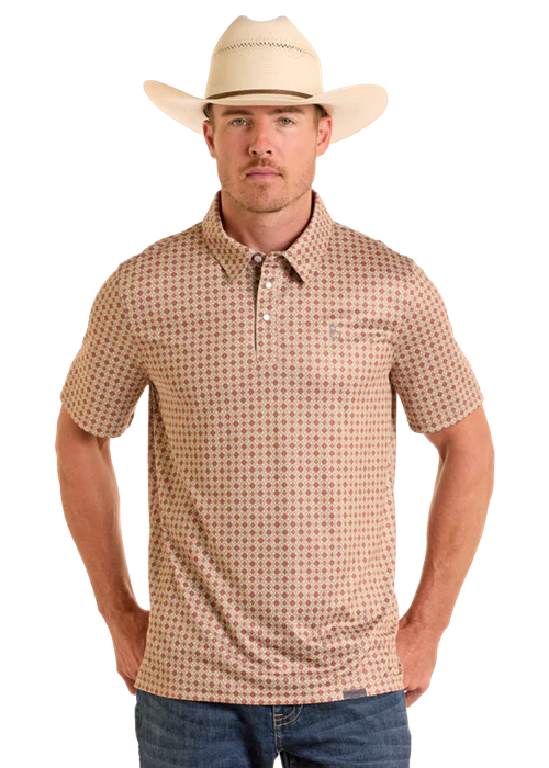 Panhandle Slim Geo Print Polo - Tan