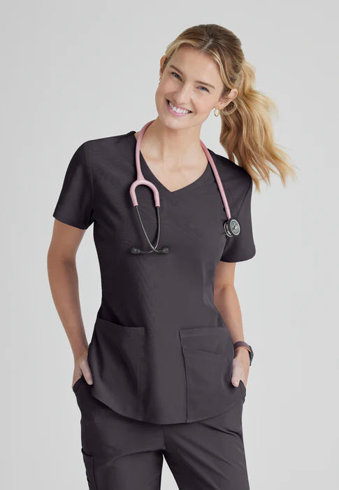 Breeze 3-Pocket Curved V-Neck Scrub Top-Plus