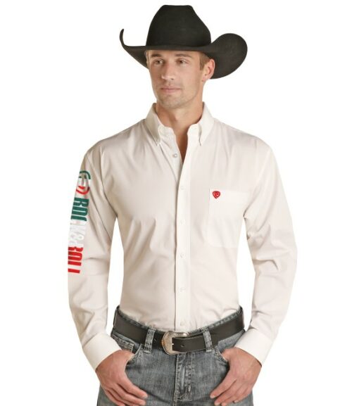 Rock&Roll Logo Embroideredf Button Down Shirt