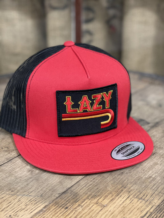 lazy j ranch wear red and black flat cap