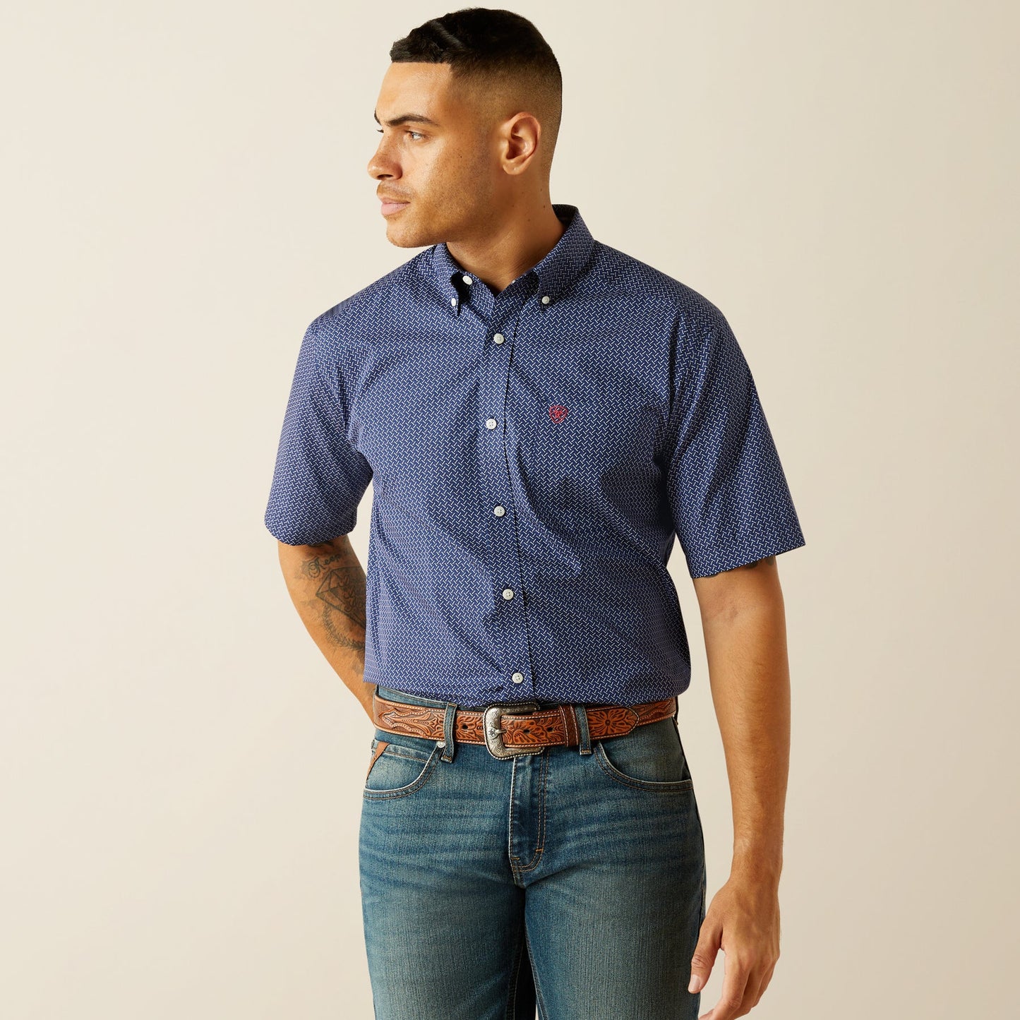 ARIAT WF Davis Dark Blue SS SHRT