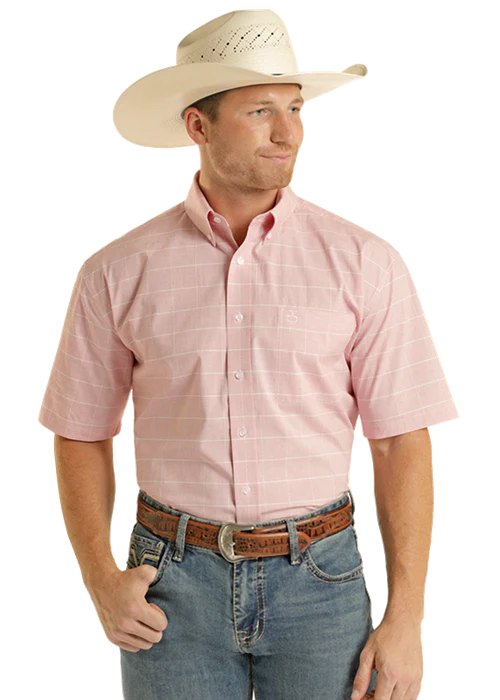 Panhandle Mens Red Print Short Sleeve Shirt