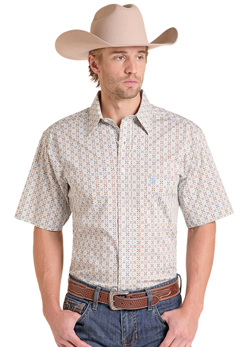 Panhandle Geometric Medallion Print SS Button Down Shirt
