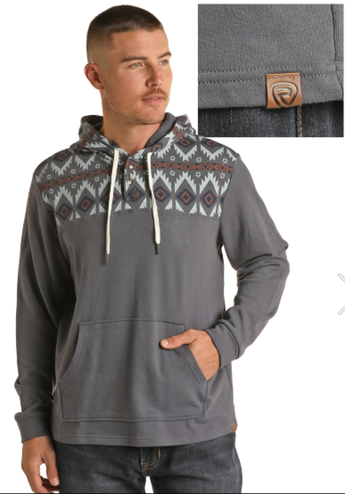 **FINAL SALE** ROCK N ROLL DENIM® MEN’S AZTEC BORDER PRINT HOODIE