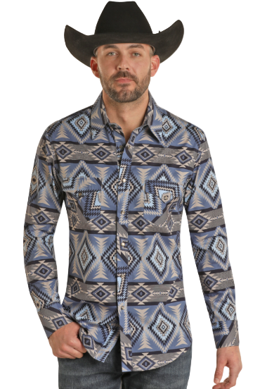 Rock & Roll Aztec Woven Snap Long Sleeve