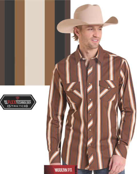 Rock&Roll Stripe Print LS Snap Shirt