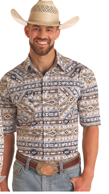 Rock&Roll SS Southwestern Print Snap Shirt