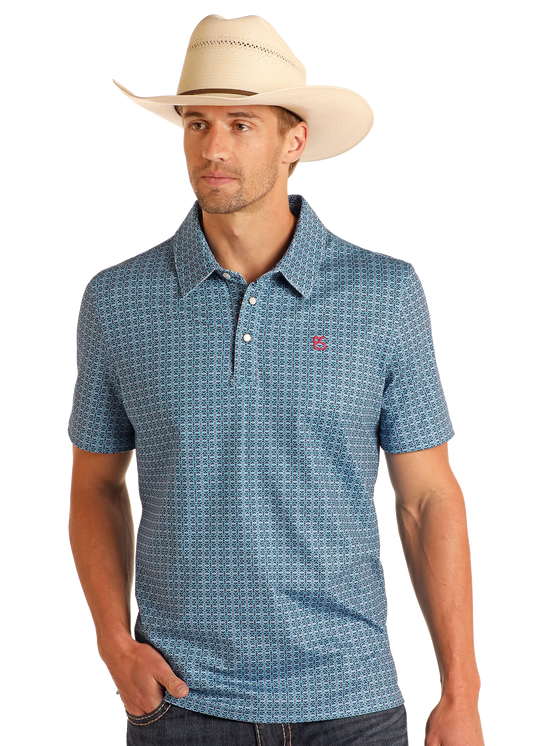 PANHANDLE SS SNAP POLO - AQUA