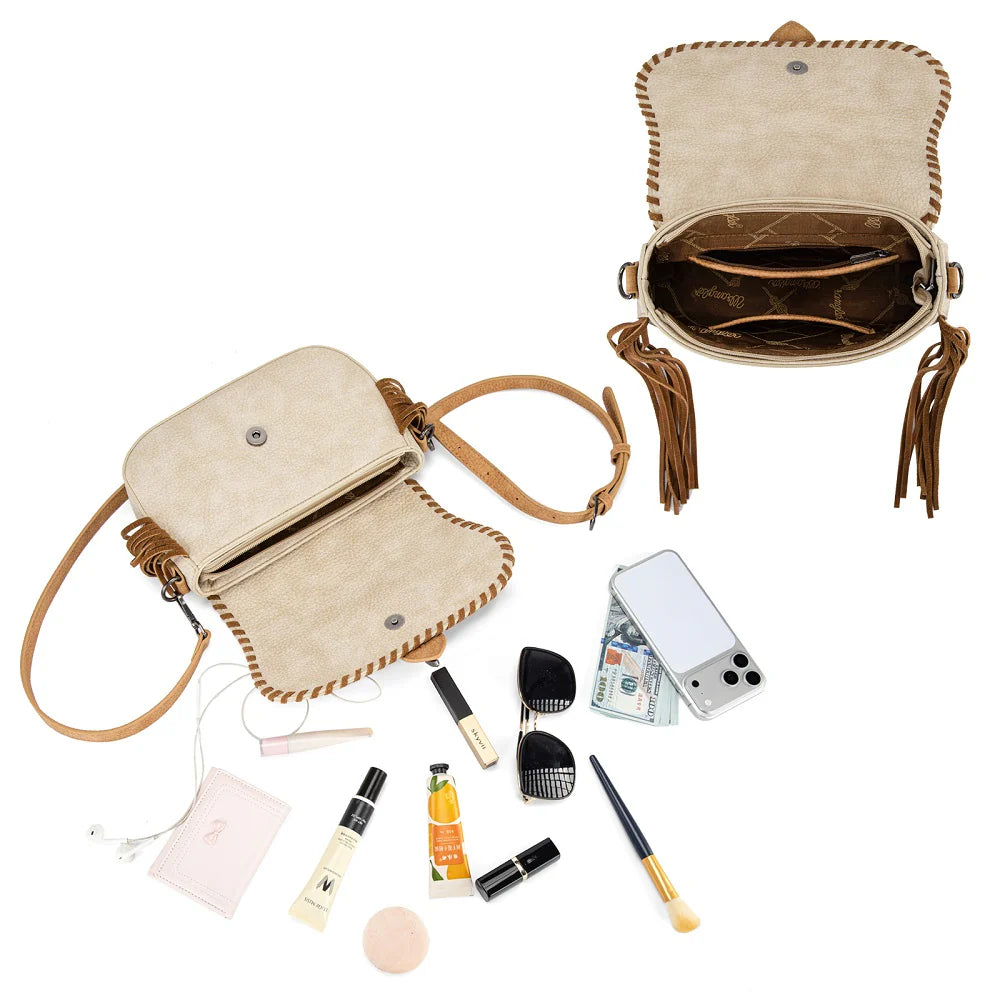 Wrangler Braided Tassel Saddle Crossbody Bag