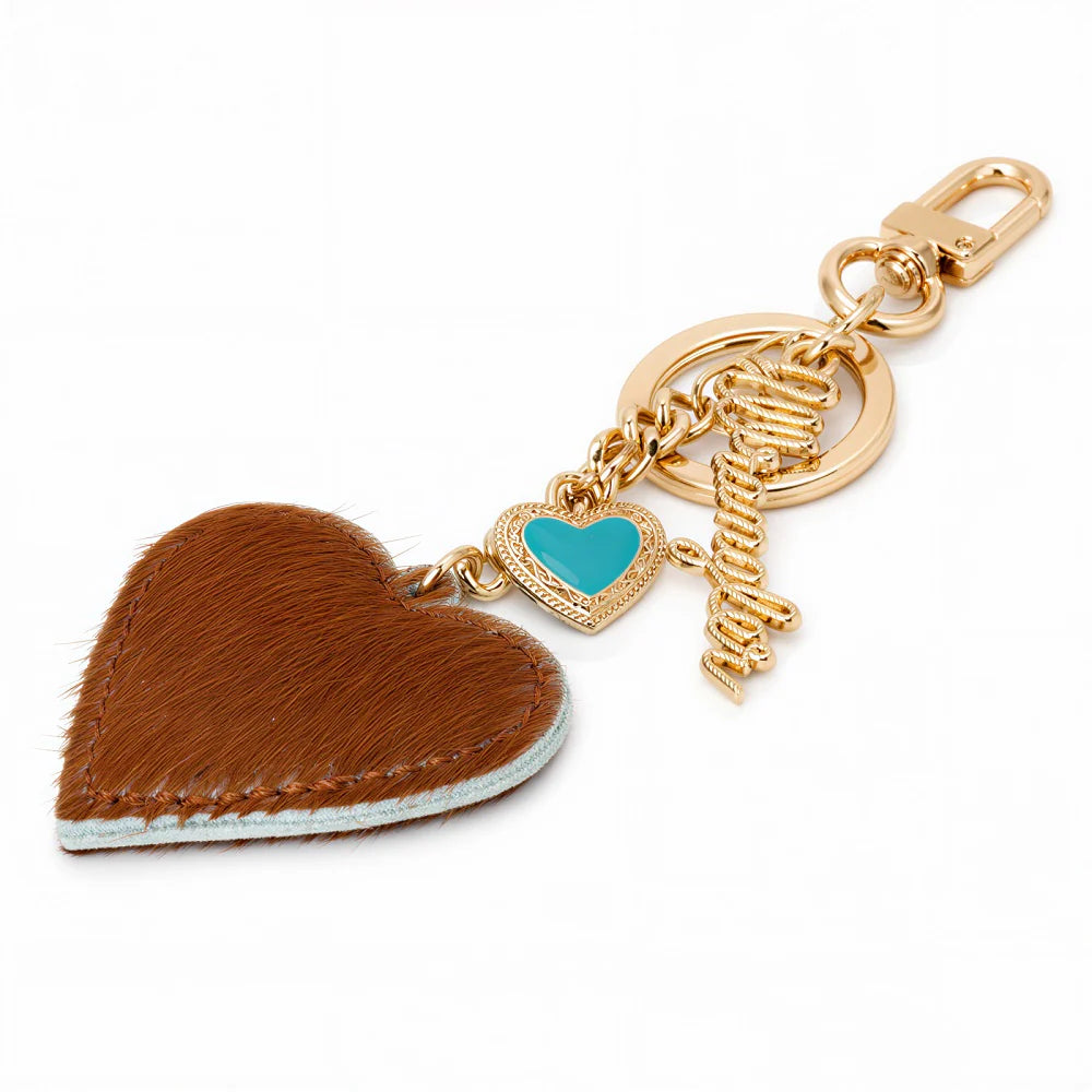 Wrangler Cowhide Heart Bag Charm