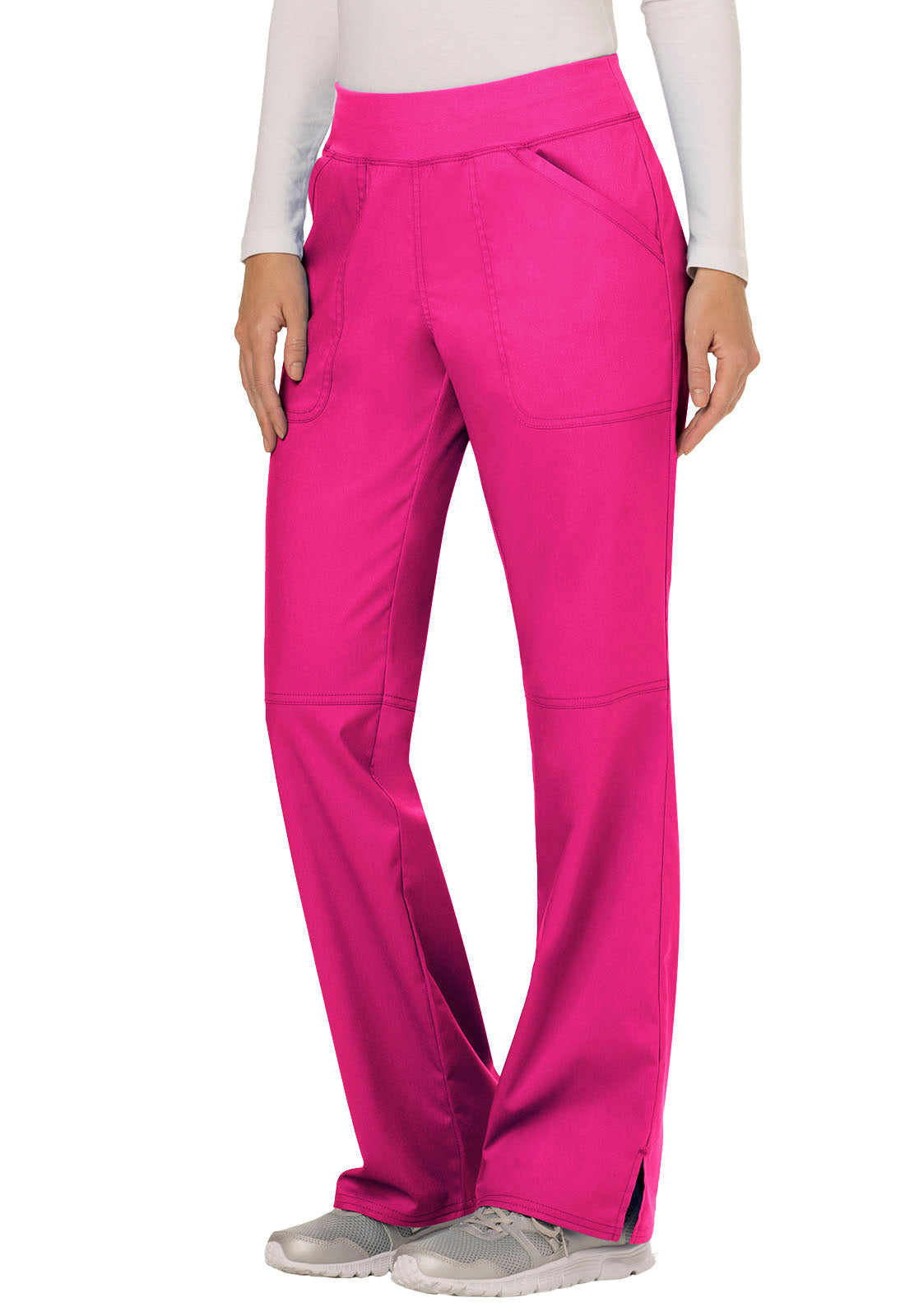 Women's Elastic Waist Cargo Pocket Scrub Pant - Petite