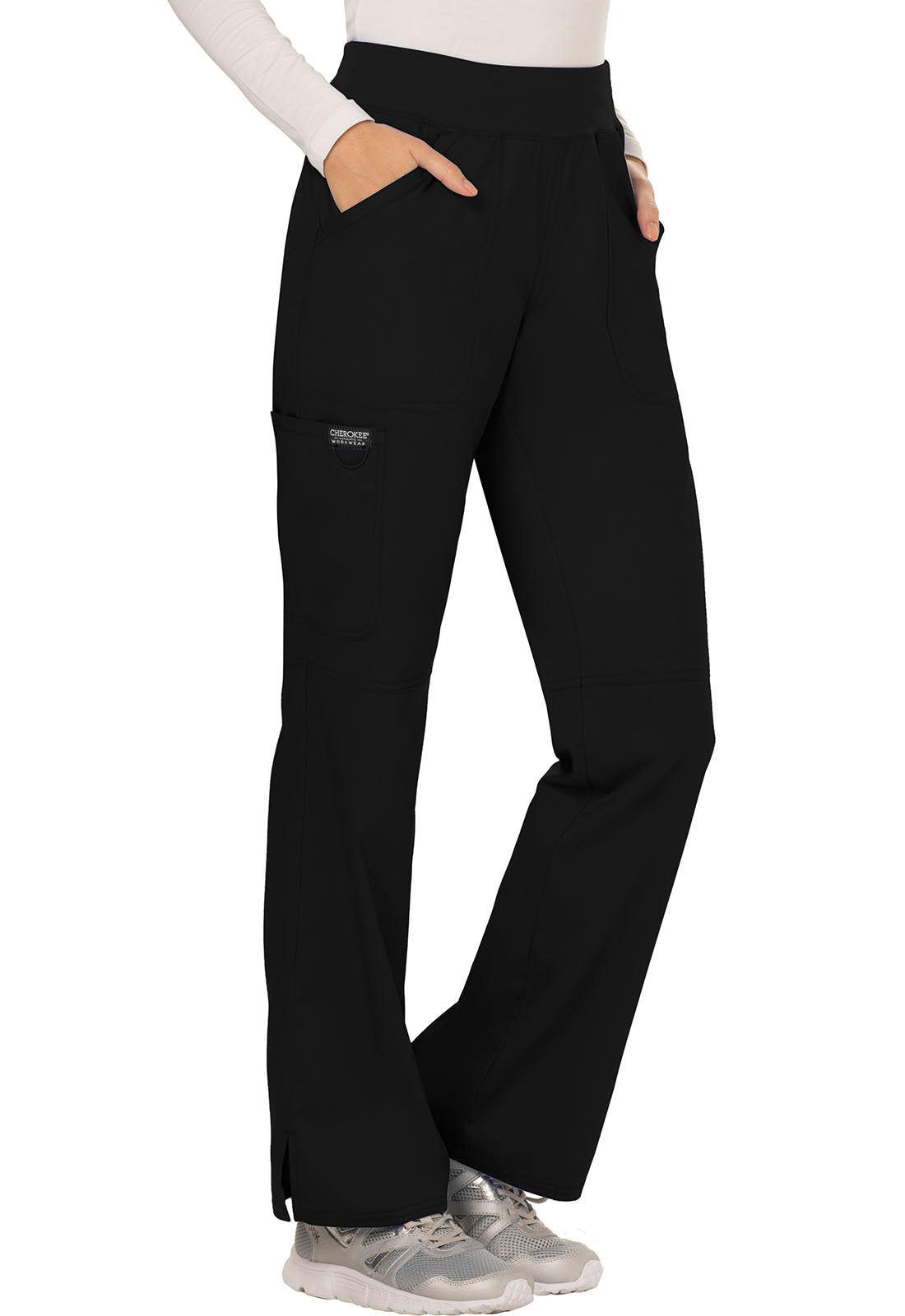 Women's Elastic Waist Cargo Pocket Scrub Pant - Plus