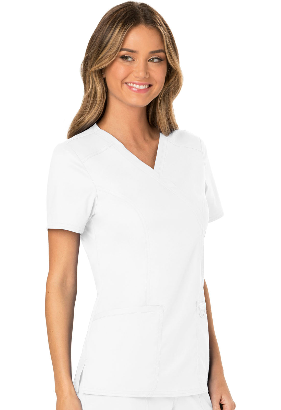 Women's Mock Wrap Solid Scrub Top - Plus