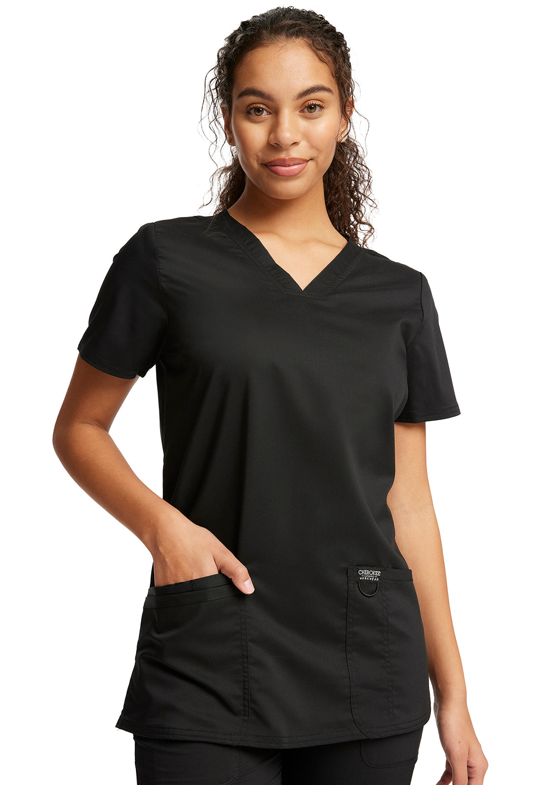 Women's V- Neck Solid Scrub Top- Plus