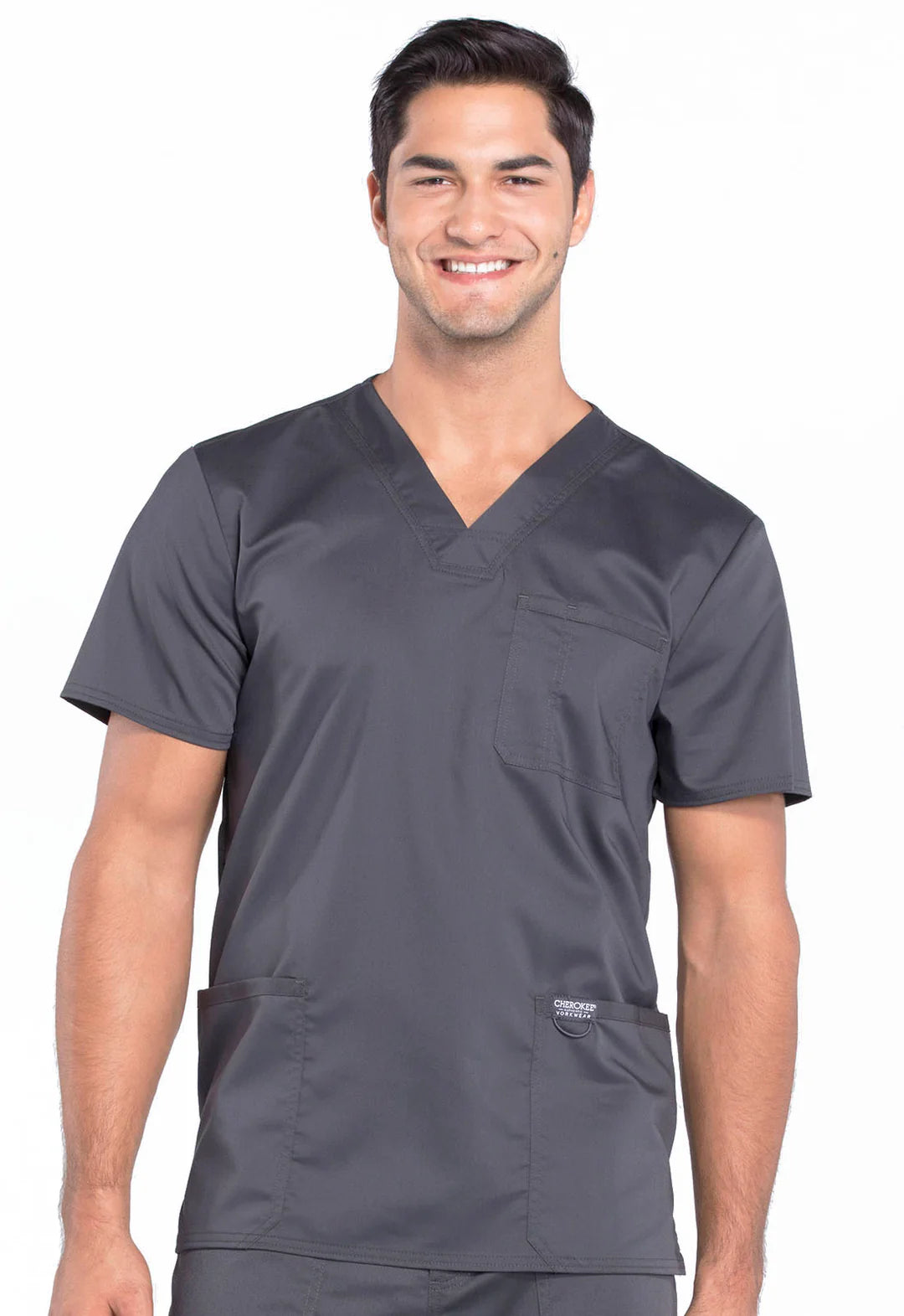 Men's V-Neck Utility Solid Scrub Top - Plus
