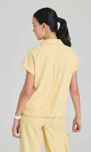 Charlie 3-Pocket Shirt Collar Dolman Sleeve Top